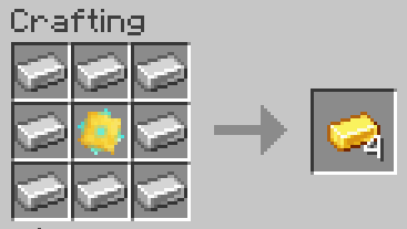 Iron ingot to gold ingot recipe
