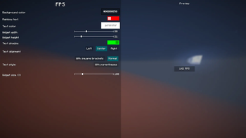 FPS widget settings (2.0.0)