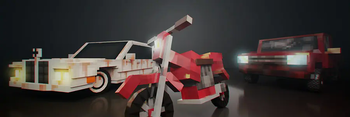 Featuring the Rusty car, Motorbike and Pickup truck.