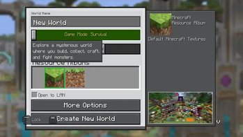 Create World Screen (SD Mode)