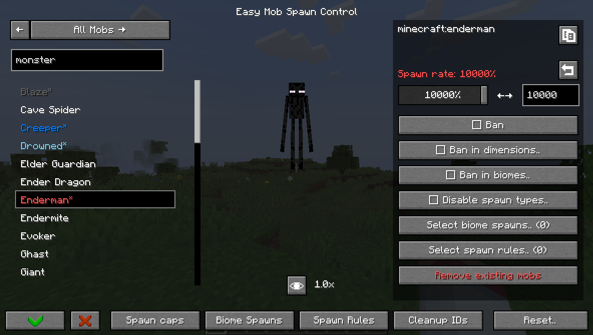 mob control menu