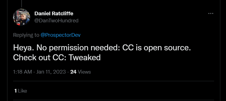 Twitter screenshot showing permission to upload