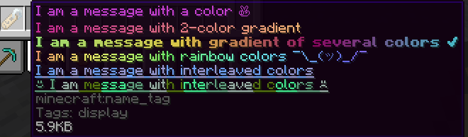 Text format item example