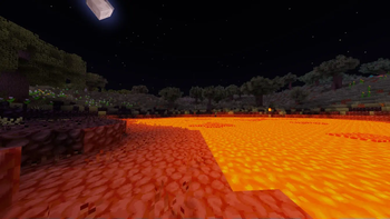 Lava Pool in Night with Glacier Shaders