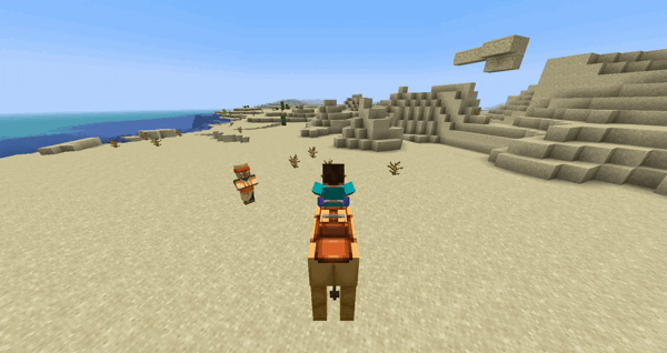 Villager mounting on Camel ridden by the Player
