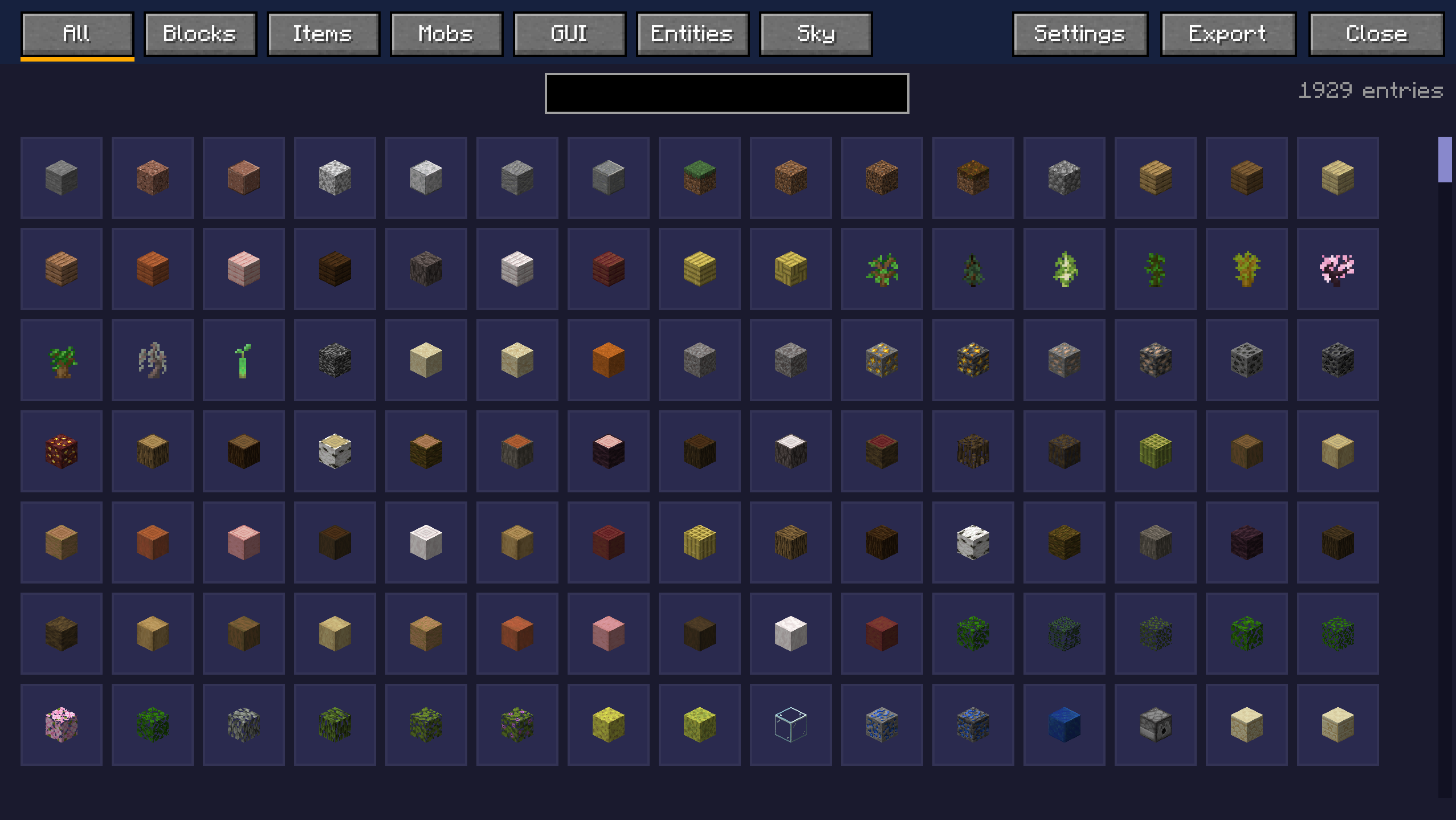 Texture Browse Menu