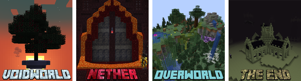 4 Dimensions - Voidworld, Nether, Overworld, End