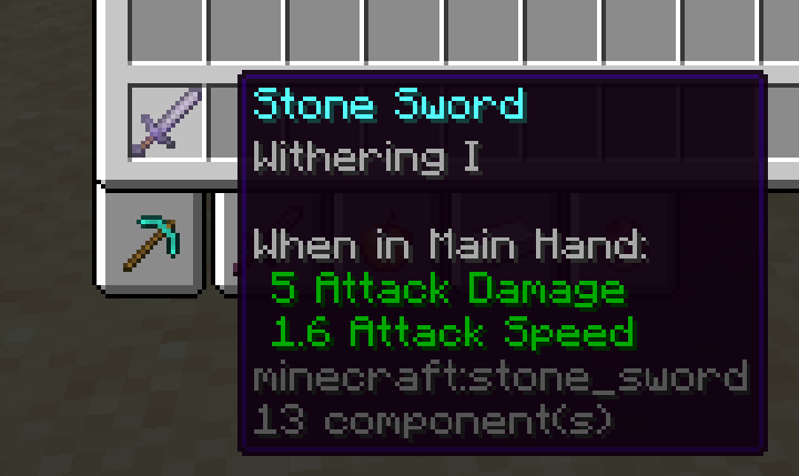 Sword enchanted with Withering