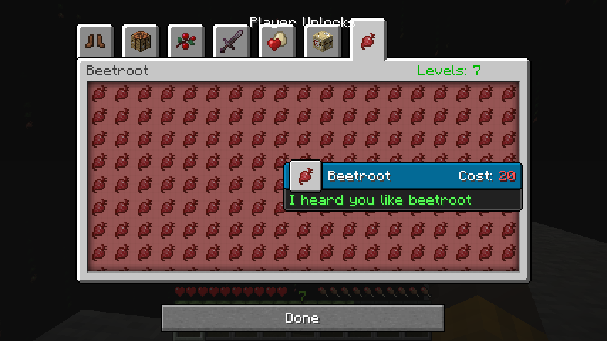 Beetroot Player Unlocks