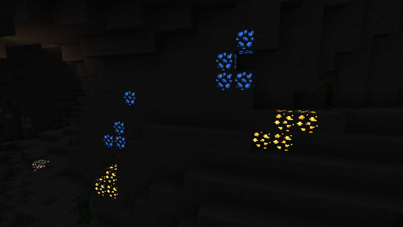 A cave with glowing ores