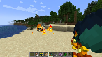 Cinder Pouch making fire to burn enemy