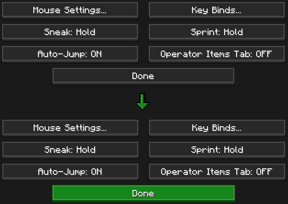 Menu buttons