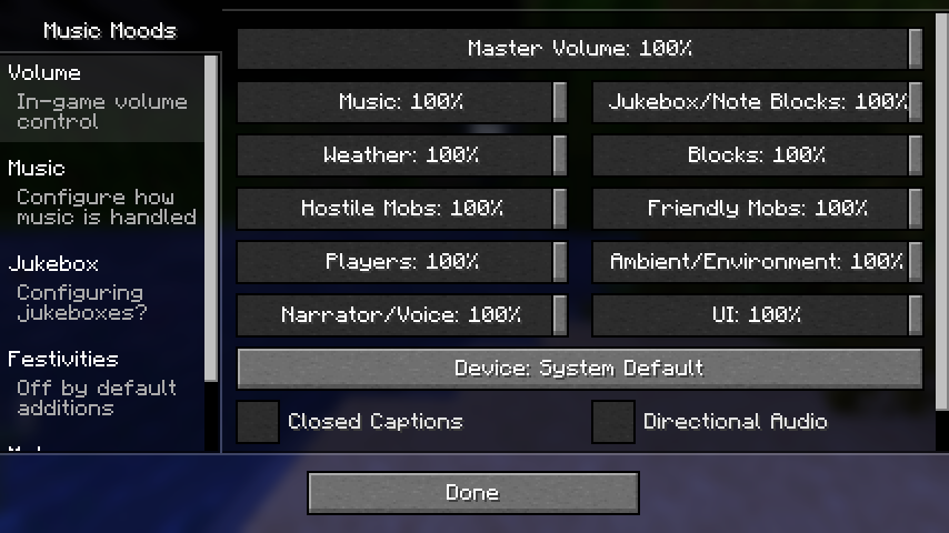 The redesigned Music & Sound screen