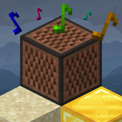 Image of a noteblock and a gold and sandblock, its raining :)