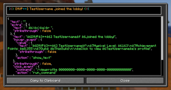 Example of JSON dialog