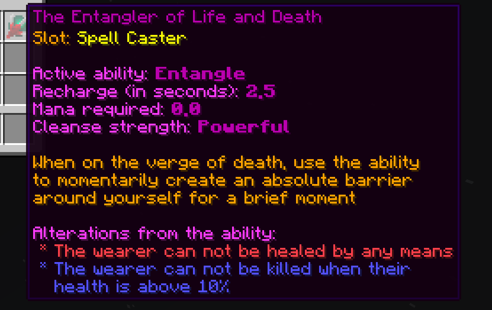 An example of item with a self spell