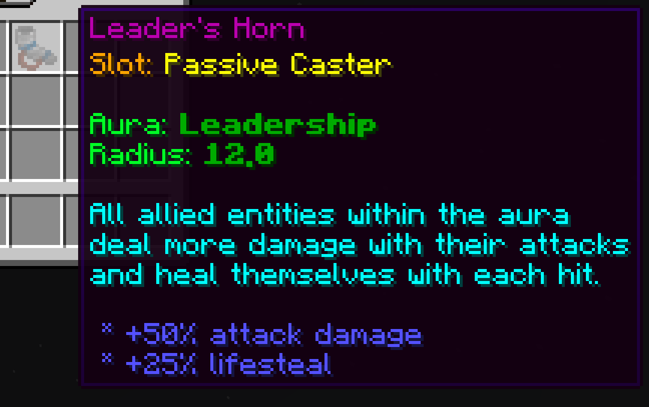 An example of item that creates an aura around its user
